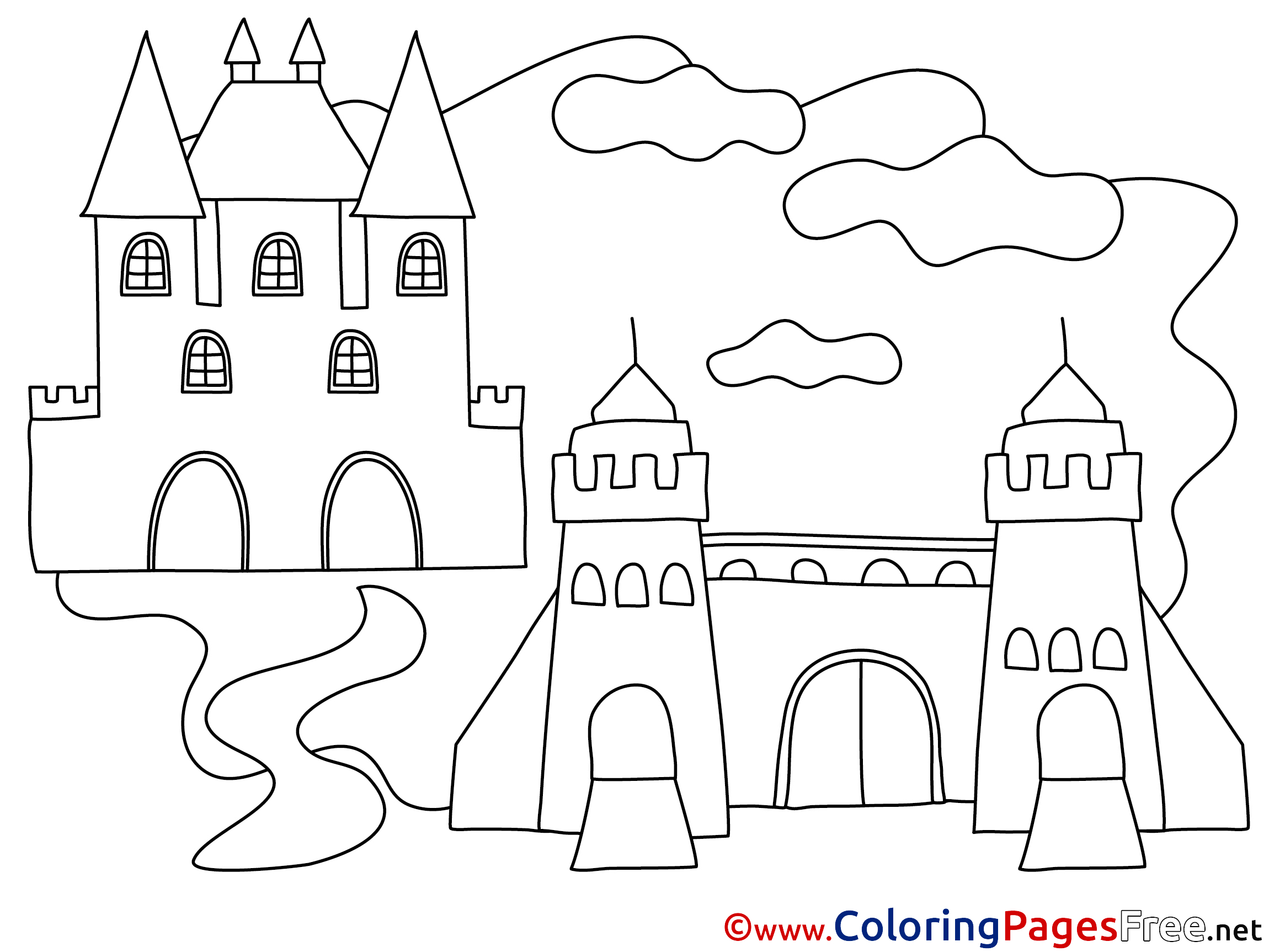 Сказочный замок картинки для детей раскраски
