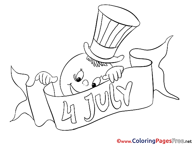 4th of July free Colouring Page download