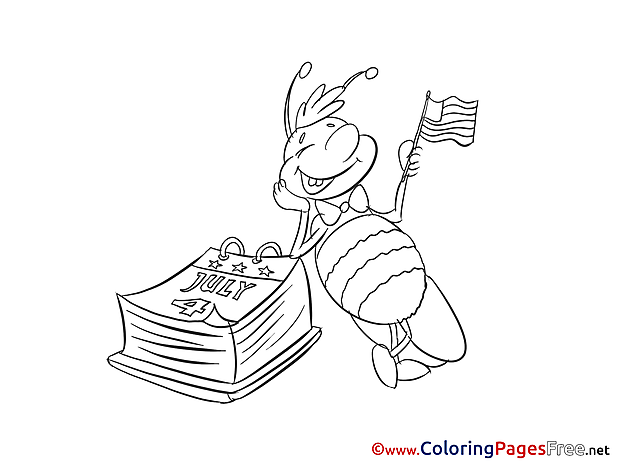 Bee download Colouring Sheet Fourth of July free