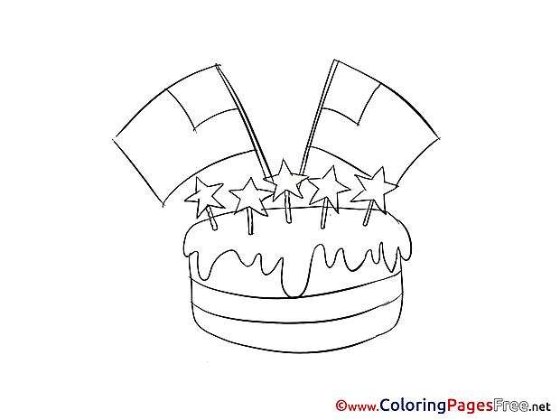 Cake Colouring Sheet Fourth of July download free