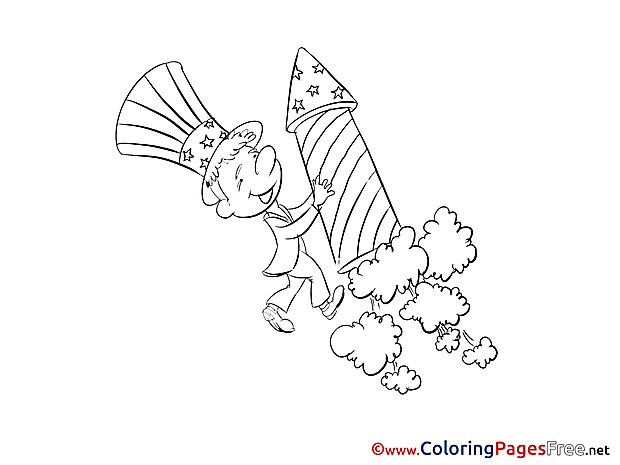 Rocket download Fourth of July Coloring Pages