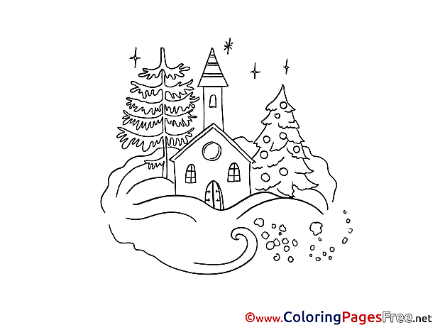 Building Snow free Colouring Page Advent