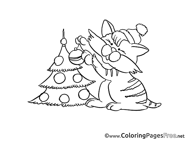 Cat Advent Colouring Sheet free