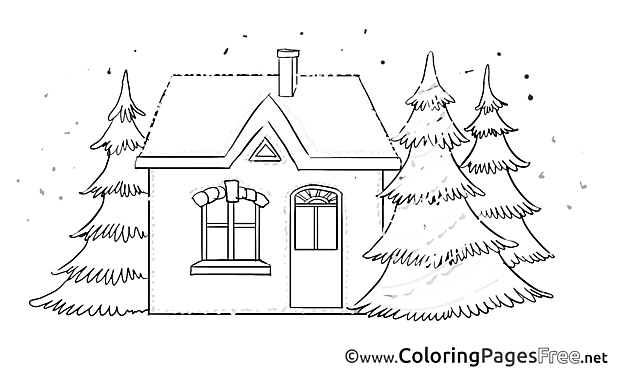 House Colouring Page Advent free