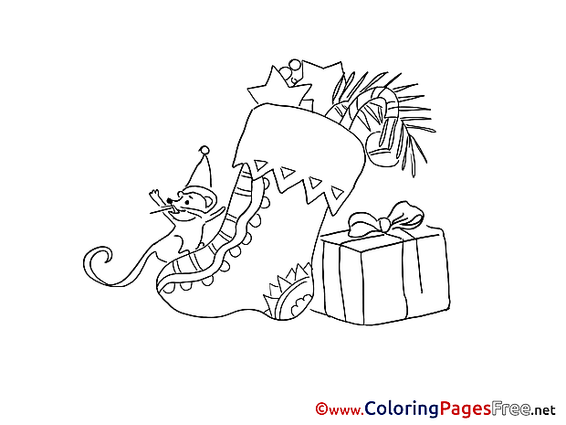 Mouse Gift free Advent Coloring Sheets