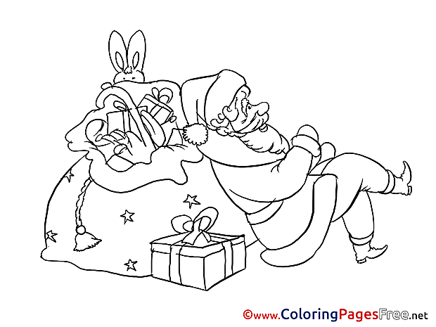 Rabbit Santa Claus printable Advent Coloring Sheets