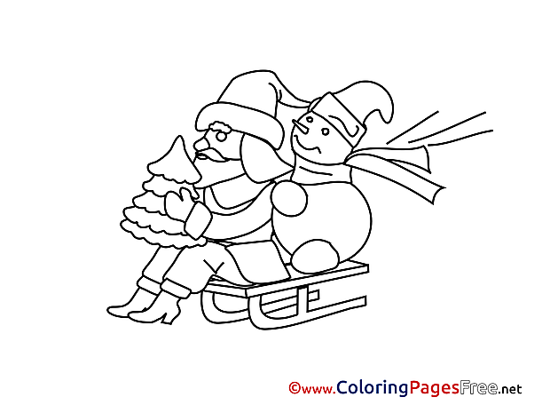 Sled Coloring Sheets Advent free