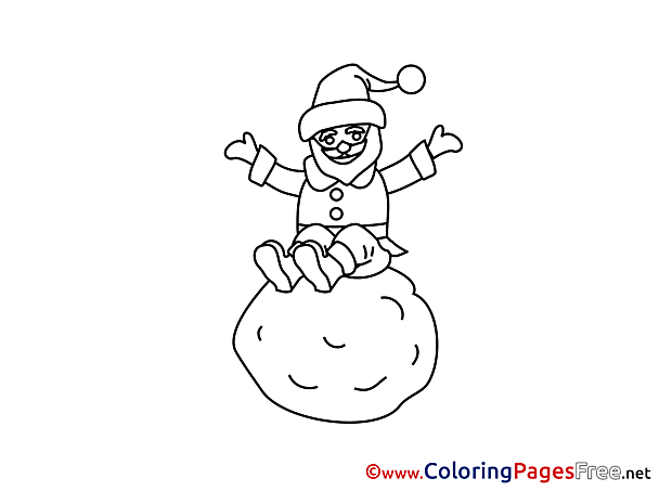 Snowball Colouring Page Advent free