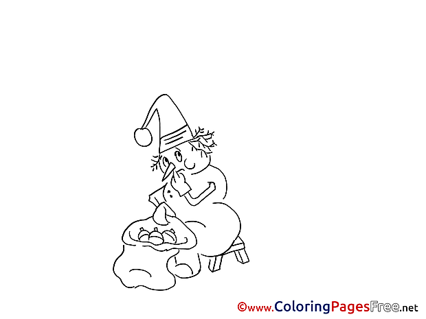 Snowman free Advent Coloring Sheets