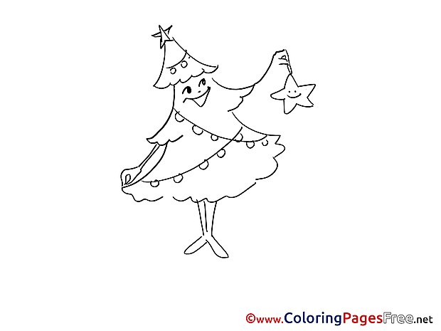 Star Advent free Coloring Pages Fir-tree