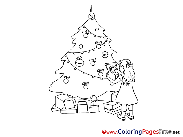 Tree Girl Advent Colouring Sheet free