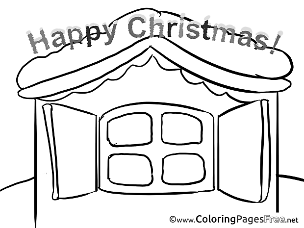 Window Children Advent Colouring Page