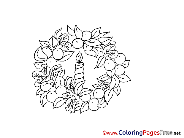 Wreath Colouring Sheet download Advent