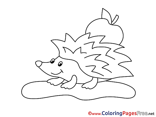 Apple Hedgehog Children download Colouring Page