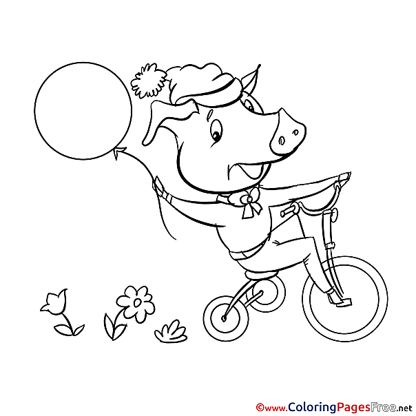 Children Pig download Colouring Page