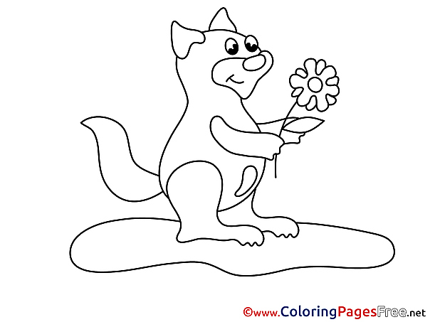 Flower Squirrel Children Coloring Pages free