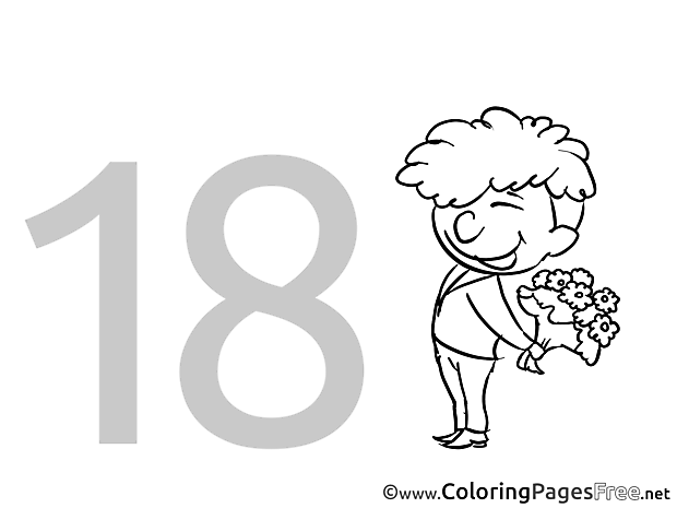18 Years Colouring Sheet download Birthday