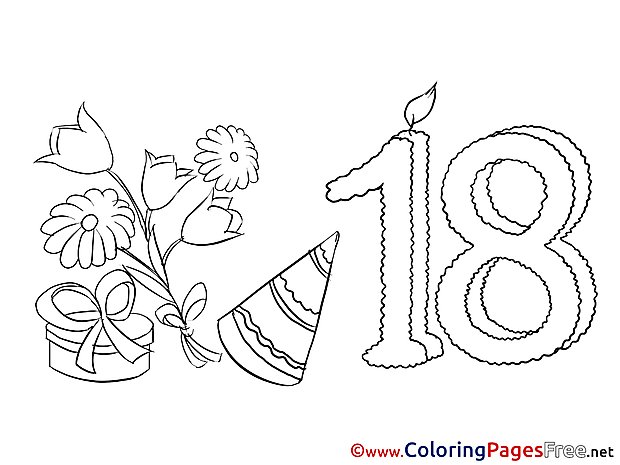 18 Years Kids Birthday Coloring Page