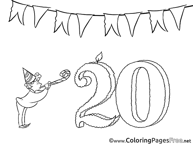 20 Years free Birthday Coloring Sheets