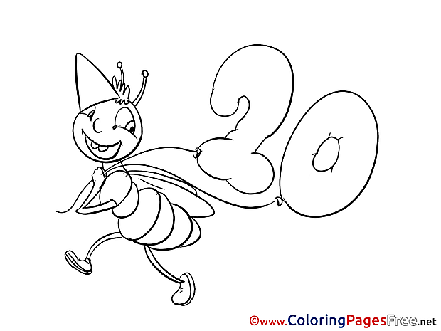 20 Years printable Coloring Pages Birthday
