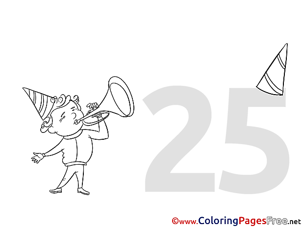 25 Years Birthday Colouring Sheet free