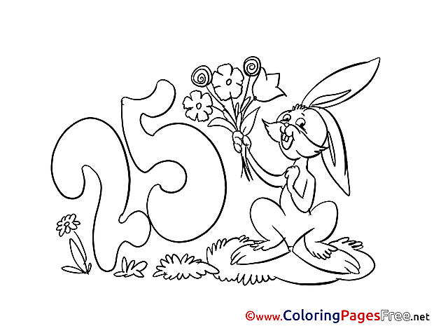 25 Years Children Birthday Colouring Page