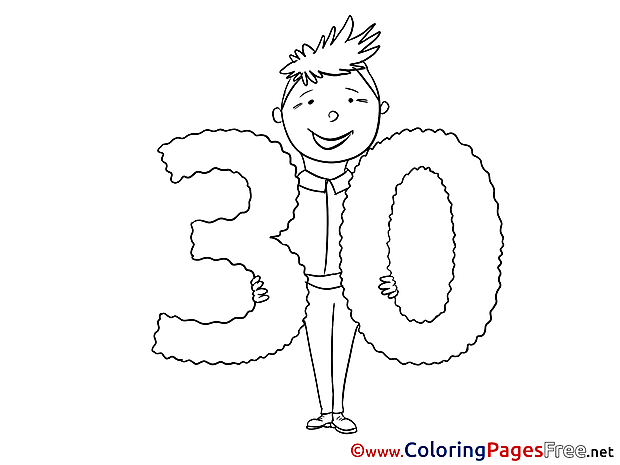 30 Years printable Birthday Coloring Sheets