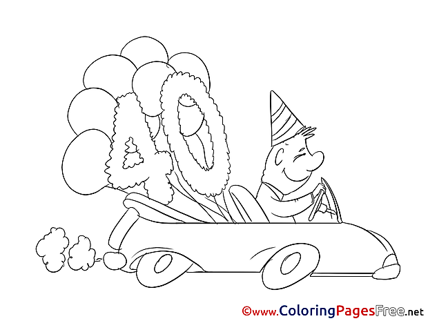 40 Years free Colouring Page Birthday