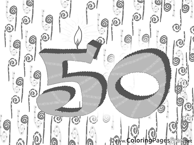 50 Years download Birthday Coloring Pages