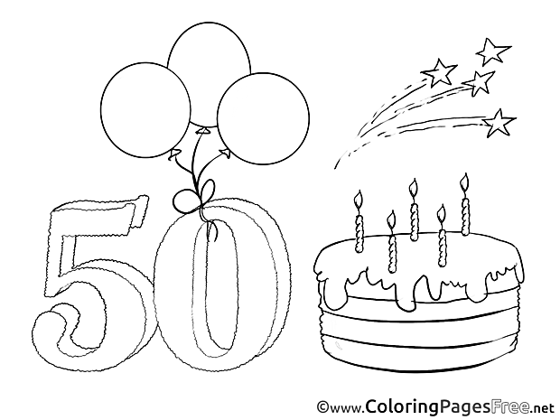 50 Years Kids Birthday Coloring Page