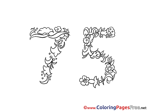 75 Years Coloring Pages Birthday