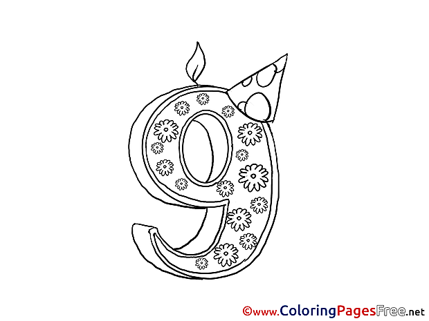 9 Years Kids Birthday Coloring Pages