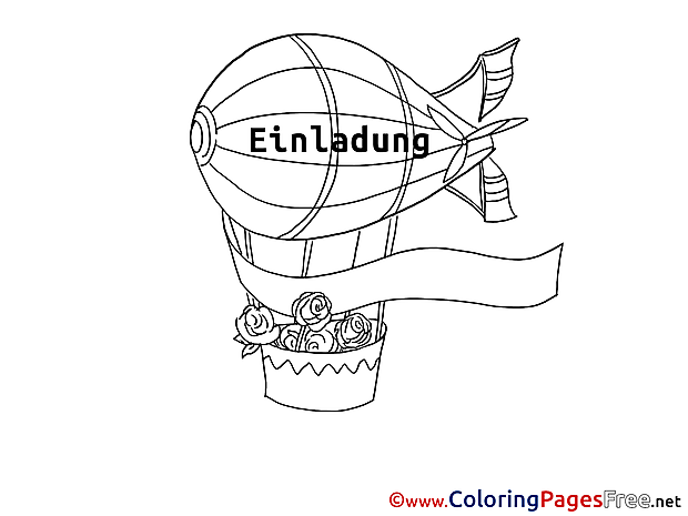 Airship free Colouring Page Birthday