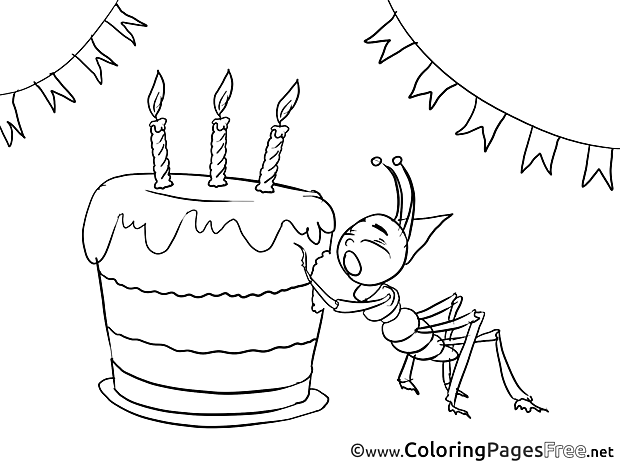 Ant printable Birthday Coloring Sheets