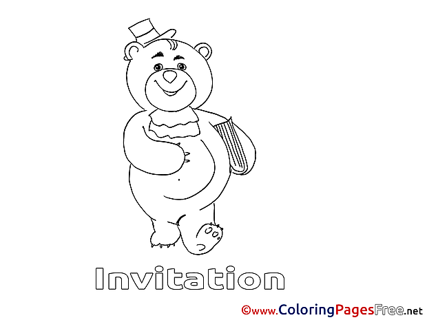 Bear printable Coloring Pages Birthday