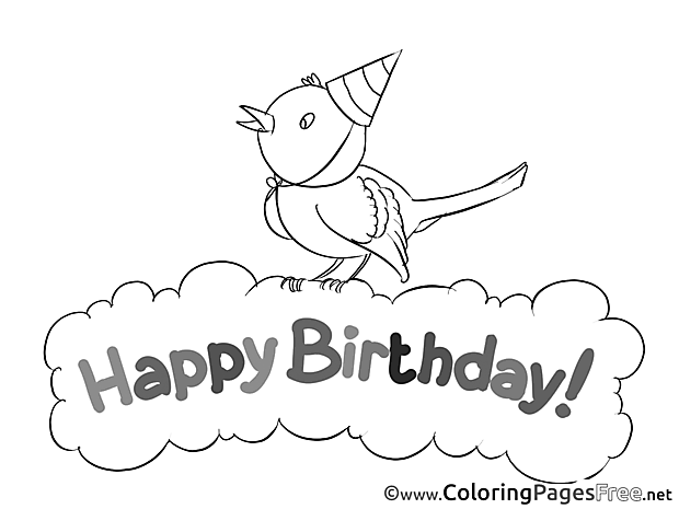 Bird for Kids Birthday Colouring Page