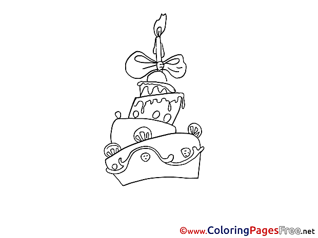 Cake free Colouring Page Birthday