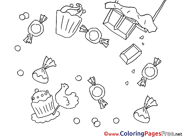 Candies printable Birthday Coloring Sheets