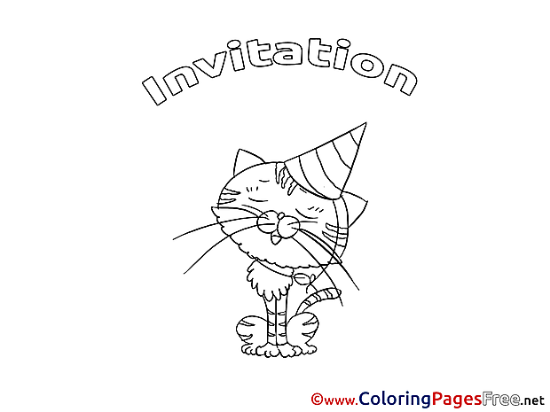 Cat free Birthday Coloring Sheets