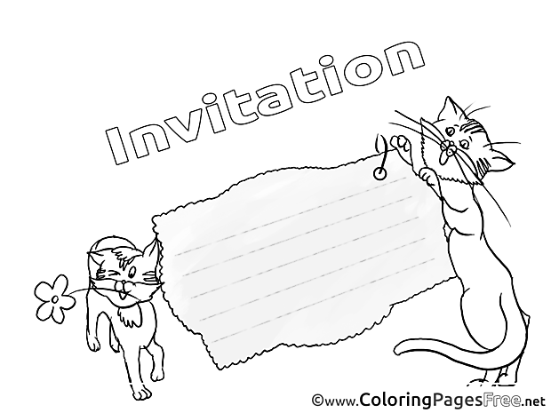 Cats Birthday Colouring Sheet free