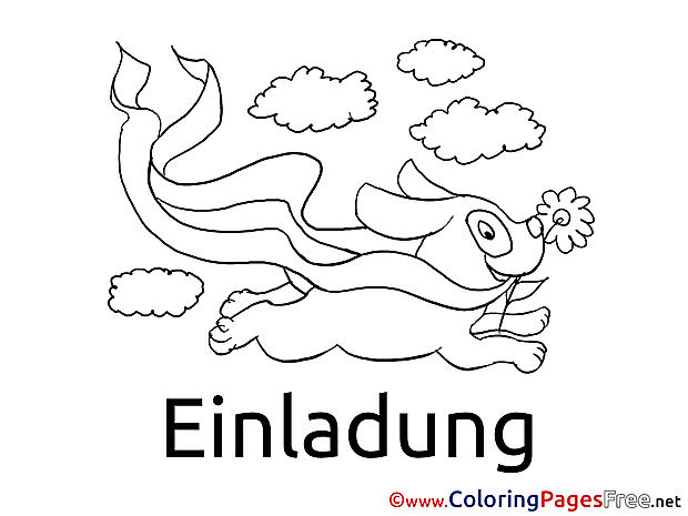 Clouds Dog Coloring Pages Birthday