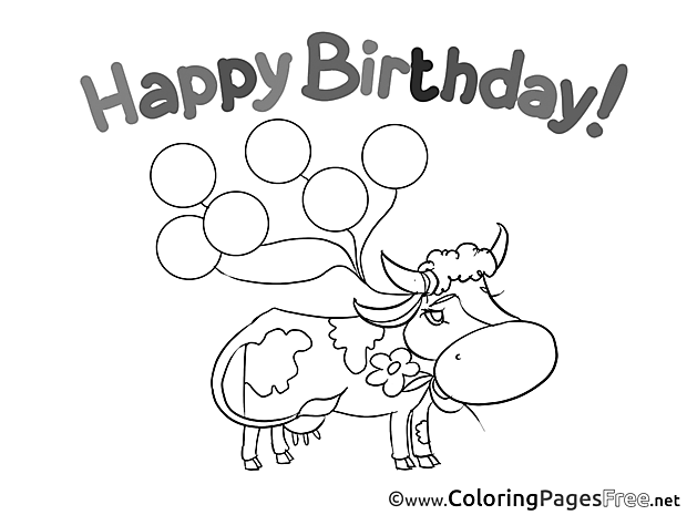 Cow download Birthday Coloring Pages