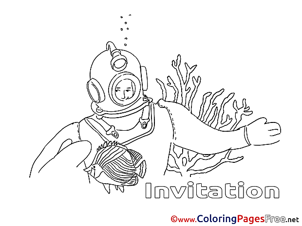 Diver Birthday free Coloring Pages