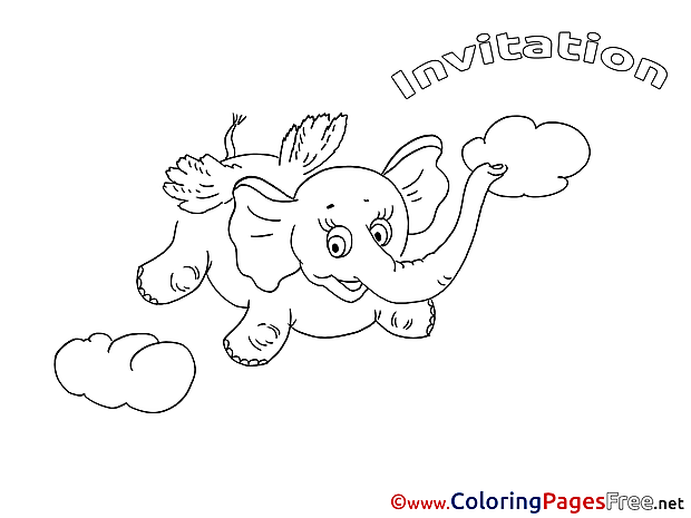 Elephant Kids Birthday Coloring Pages