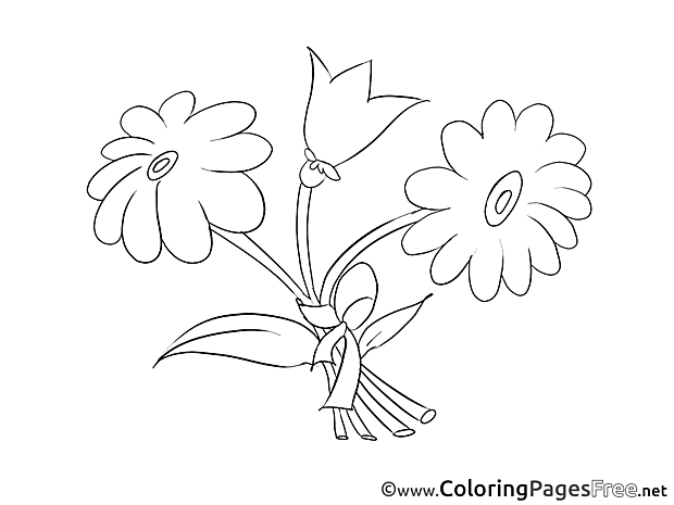 Flowers Kids Birthday Coloring Pages