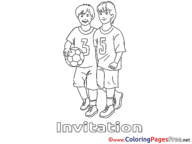 Football Children Invitation Colouring Page