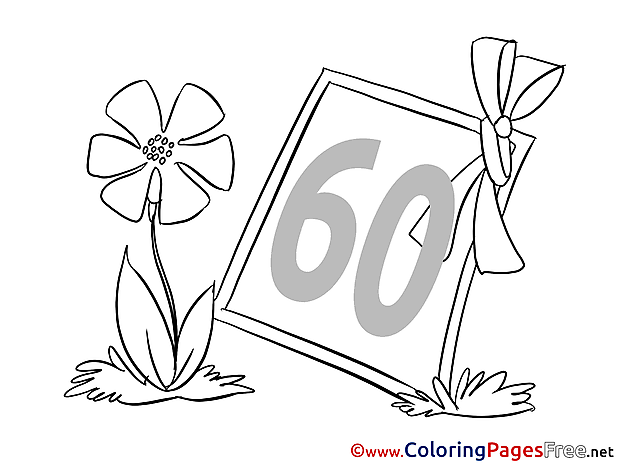 Frame 60 Years free Birthday Coloring Sheets