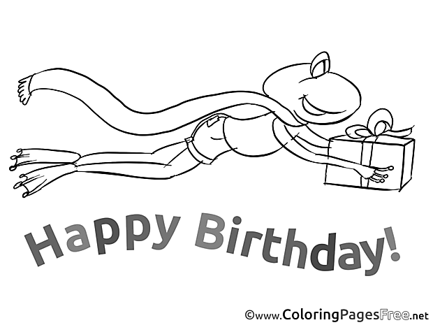 Frog Kids Birthday Coloring Pages