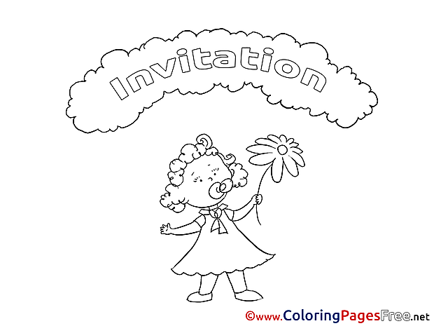 Girl free Colouring Page Birthday