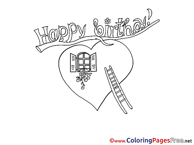 Heart download Birthday Coloring Pages